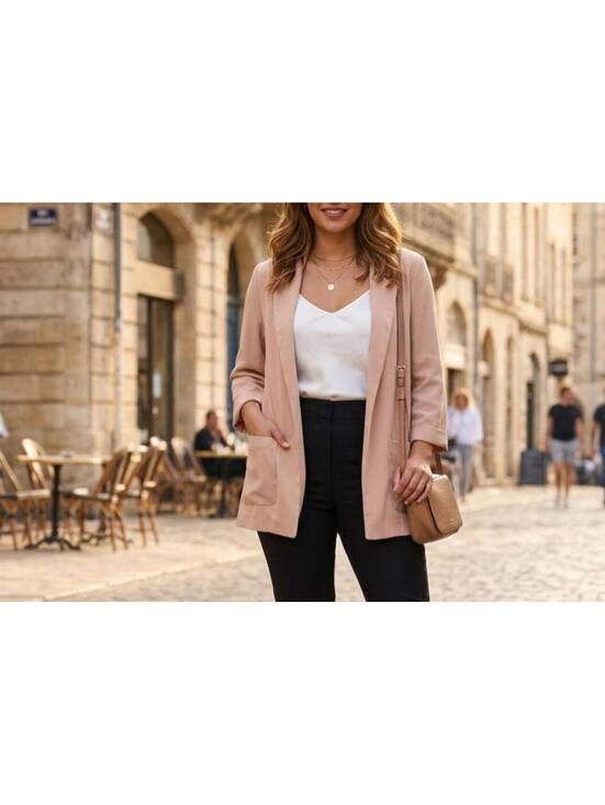 Forever 21 Jackets & Blazers - Forever 21 Beige 3/Sleeve,Open Front and pockets,chic Blazer Jacket size Small